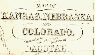 1860 MITCHELL Hand Colored Map COLORADO,  NEBRASKA & KANSAS - Civil War Era 2