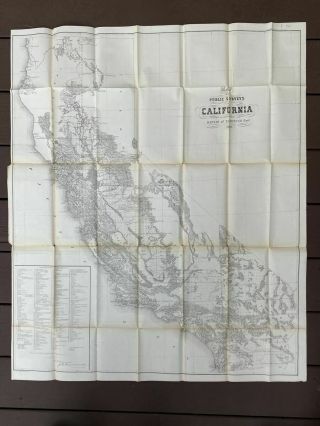 1860 Large Map Of California Public Surveys 1860 Surveyor General 31.  5 " X 37 "