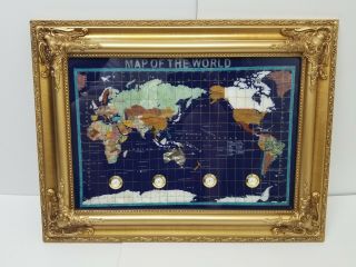 Precious Gemstone World Map Globe Mother Pearl Lapis Lazul Pietra Dura