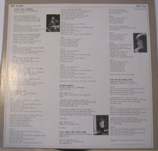 LISA WICKHAM - FACE TO FACE VINYL Album LP 1984 MRC RECORDS Xian Lyric Sheet 3