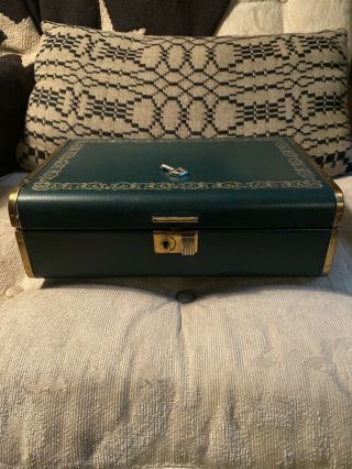 Vintage Texol Fashioned By Farrington Dark Green And Gold Trinket Box