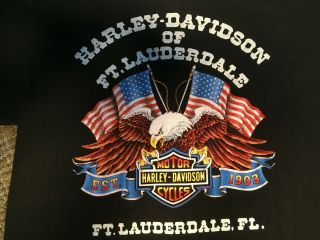 Vintage 80 ' s Harley Davidson T Shirt Ft Lauderdale Front & Back Print 3D Emblem 2
