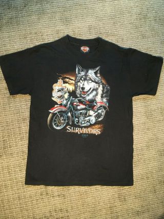 Vintage 80 ' s Harley Davidson T Shirt Ft Lauderdale Front & Back Print 3D Emblem 3