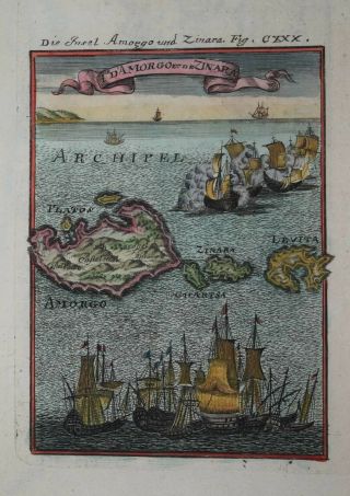 Greece - Cyclades,  Islands Of Amorgos,  Kinaros & Levitha By Mallet,  1683.