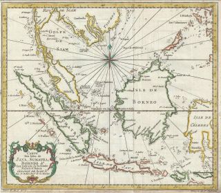 1750 Bellin Map Of The East Indies (sumatra,  Malay,  Java,  Borneo)