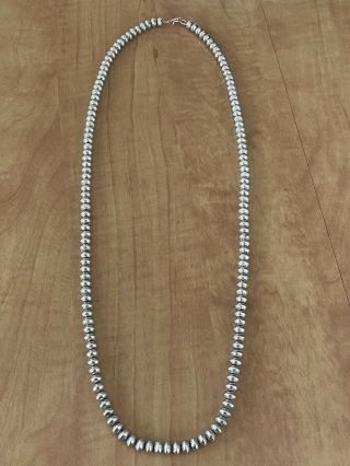 Vintage Navajo Hand Stamped Sterling Silver Beads 33”l Weighs 86.  6 Grams