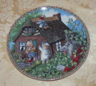 Vtg Karen Pritchett The Three Little Pigs Plate Once Upon A Time Series 1988