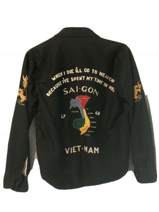 Vietnam Hand Embroidered Tour Jacket 1967 - 1968 Vintage Saigon Vietnam War