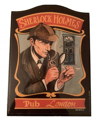 English Pub Sign Sherlock Holmes Pub London Wooden Sign