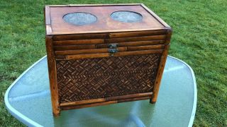 Vintage Antique Chinese Oriental Wicker Box With Clasp