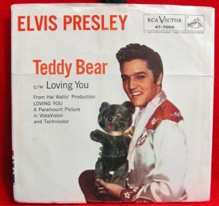 Rare Elvis Presley 45,  Ps Teddy Bear Rare Silver Line,  Parantheses Rca 47 - 7000