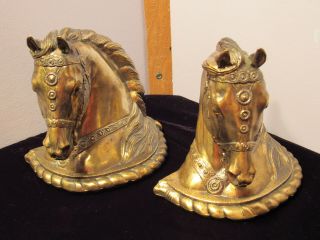 Vintage Gladys Brown Edwards Brass Fancy Horse Head Bookends