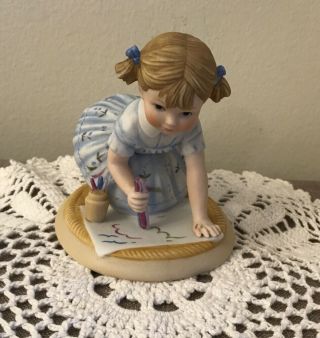 Lenox Days Of The Week Porcelain Figurine Saturday’s Child Girl With Crayons Art