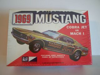 Vintage Mpc 1969 Ford Mustang Cobra Jet Model Car Kit In 1/25th Scale.