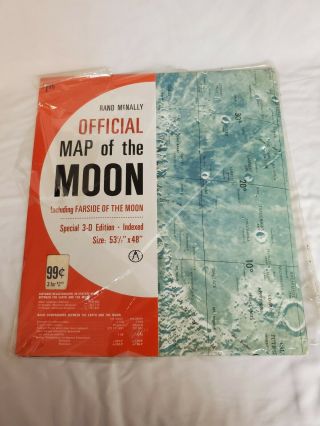 Rand Mcnally Official Map Of The Moon Far Side Of The Moon 3 - D Edition 53 " X 48