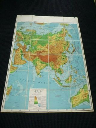 Vtg Pre 1939 Rand Mcnally Folded Dissected Asia Map Folds To Case Booklet 40x57 "