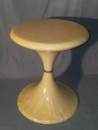Vintage Mid Century Modern Round Tulip Side Table,  Tortoise Shell Plastic