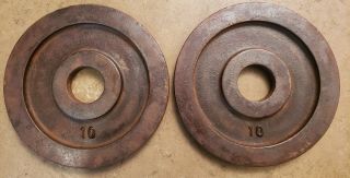Vintage York Barbell Olympic Weight Plates 10 Lb Pair - 20 Lbs Total