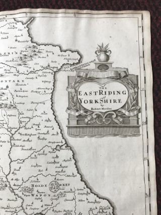 1695 MAP of EAST RIDING of YORKSHIRE English Antique Map Robert Morden 2