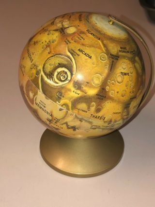 Vintage Replogle Mars Globe Mid Century Space Age,  Tin Litho 6 ",  Rare
