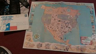 John Randolph 1948 Official Texas Brags Map Of North America W/ Mailer