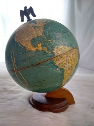 Rare Vintage The George F Cram Co.  Terrestrial Globe 8 Inch Model No 80 W Eagle