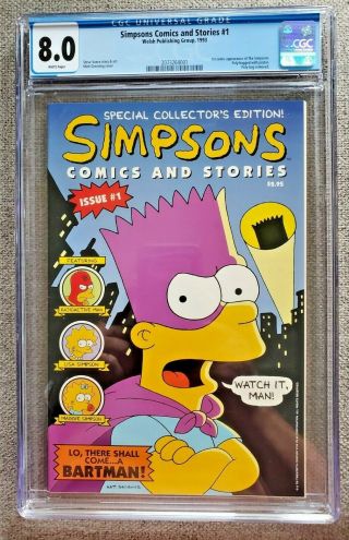 Simpsons Comics And Stories 1 Cgc Graded 8.  0 Vf 1993 Bongo Comics Poster Incl.
