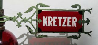 Vintage Antique Kretzer Weathervane Arrow With Ruby Red Glass -