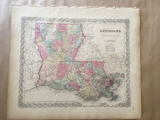 Colton Atlas Map 1855,  The State Of Louisiana.  1st Edition,  Info Page