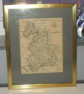Antique C1769 By John Rocque Lancashire Map Framed & Glazed