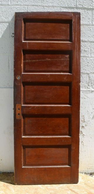 32 " X84 " Antique Vintage Old Reclaimed Solid Wood Wooden Interior Door 5 Panels