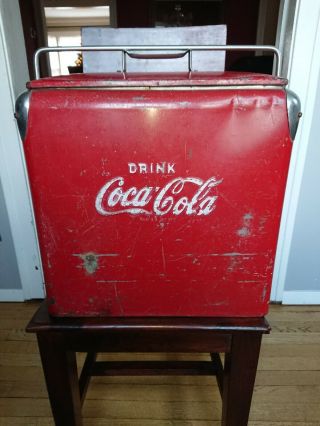 Vintage 1950s Coca Cola Coke Cooler Metal Ice Chest Cooler Tray Insert Embossed