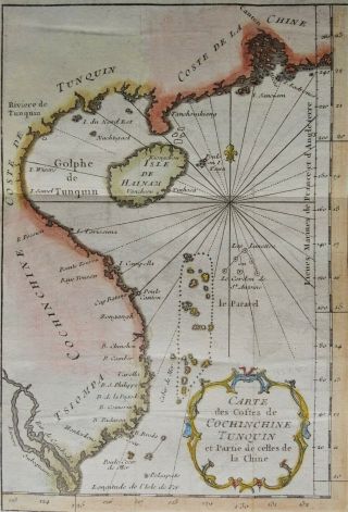 Vietnam,  China,  Hainan Bellin,  1746,  Carte Des Costes De Cochinchine,  Tunquin.