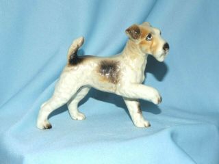 Vintage Playful Wire Hair Fox Terrier Dog Figurine Paw Up Made Japan