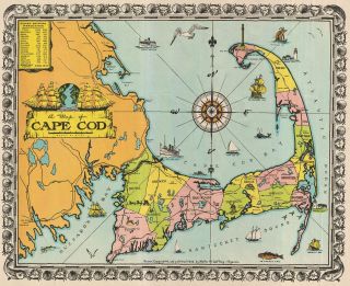 1932 Walter M.  Gaffney Map Of Cape Cod,  Massachusetts