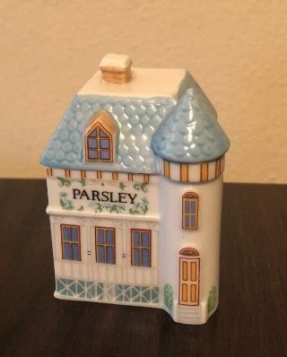 Vintage 1989 Lenox Spice Village House Parsley Trinket Box Porcelain Spice Jar