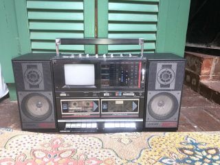 Vintage 1987 Soundesign Boom Box Radio With Tv Dual Cassette Eq 80s Pop Culture