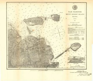 Map Of Bar Harbor Mount Desert Island,  Maine 1887