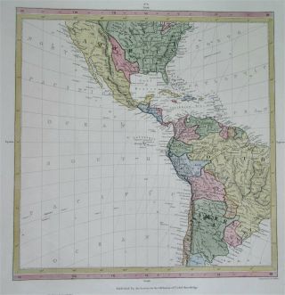 1844 Antique Map Texas Republic California In Mexico United States Cuba Florida