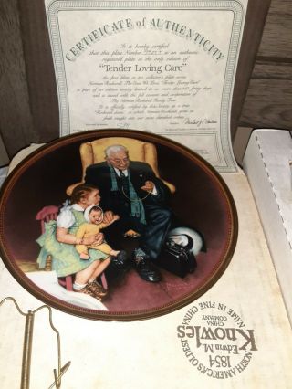 Norman Rockwell Plate 1988 With Box And Certificate Tender Loving Care