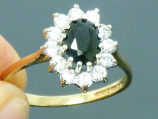 9ct Gold Sapphire Vintage Cluster Ring Size N