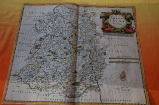 Rare C1695 Antique Map Of Shropshire By Robert Morden