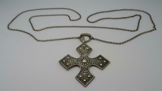 Vintage Finnish Finland Silver Cross Pendant & Chain,  Holger Lindstrom,  C1967