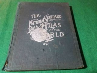 1897 National Standard Atlas Of The World Antique Vintage Maps Rare