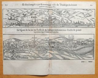 MÜnster/munster: Cosmographia View Erfurt Fulda Germany - 16th.  Century