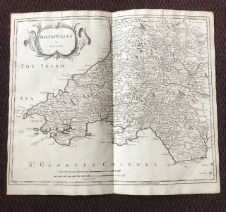 1695 Map Of South Wales Welsh Antique Map Robert Morden Rare