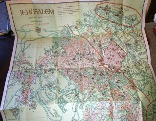 1955 Steimatsky Pictorial Map Of Jerusalem In English