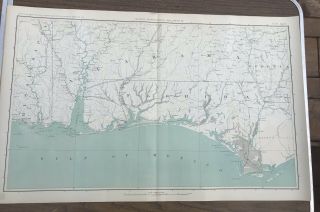 Antique Civil War Map No.  147 Topographic Map Of Gulf Fl Al Ga And Mississippi