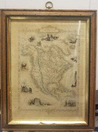 C1850 Antique Map Of North America By Tallis & Rapkin Hand - Colored Map