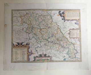 Very Rare 1675 Map Of Northamptonshire By William Smith,  Printed By John Overton